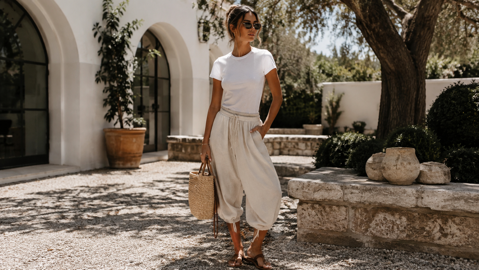 Baggy Capri Pants Summer Outfit with Tee